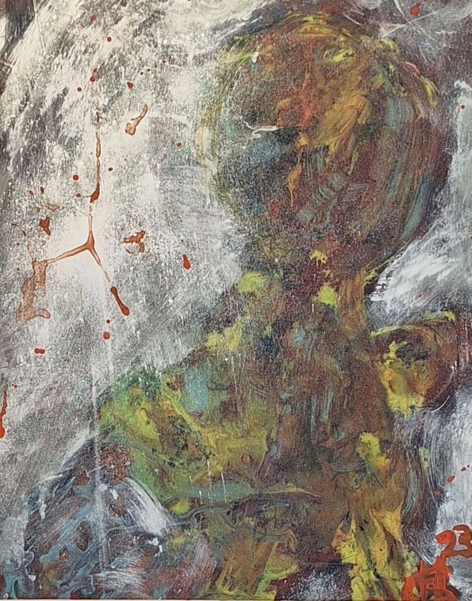 Ik sta, mixed media op kunststof, 72 × 53 cm