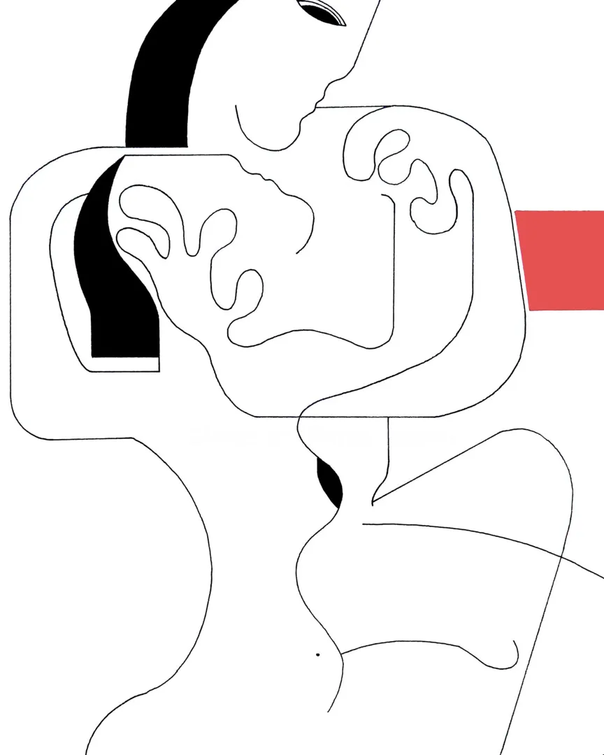 Le Calin with red accent — Hildegarde Handsaeme, ink — 3