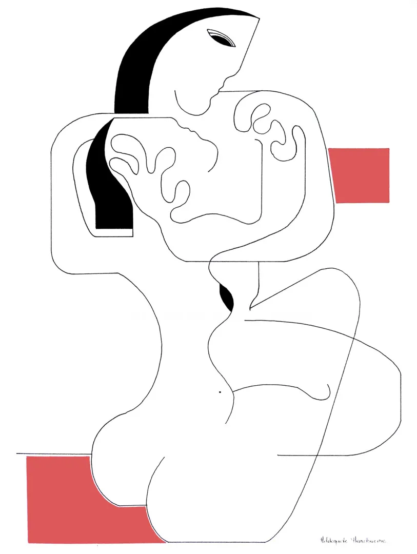 Le Calin with red accent — Hildegarde Handsaeme, ink — 4