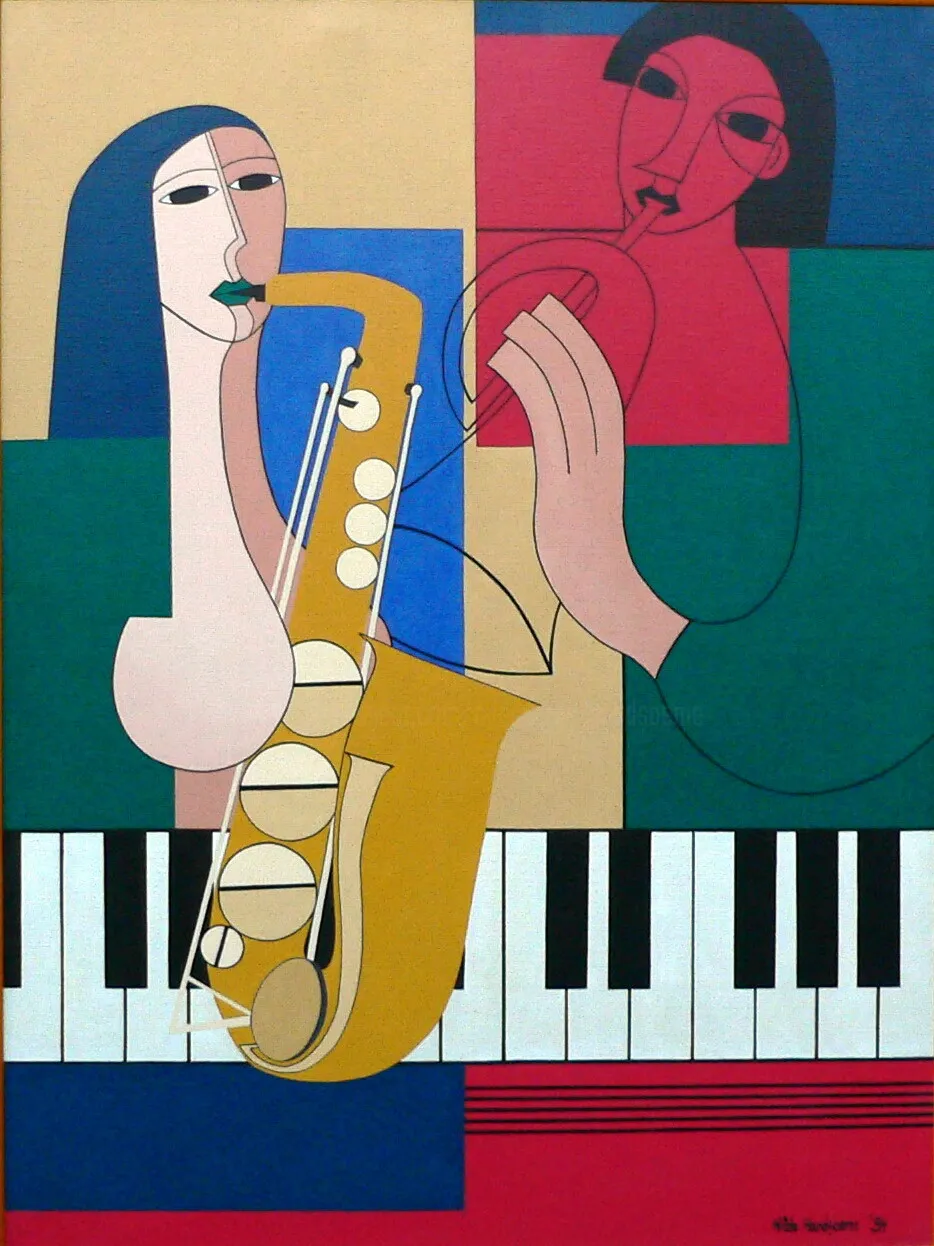 une saxophoniste défie un trompettiste