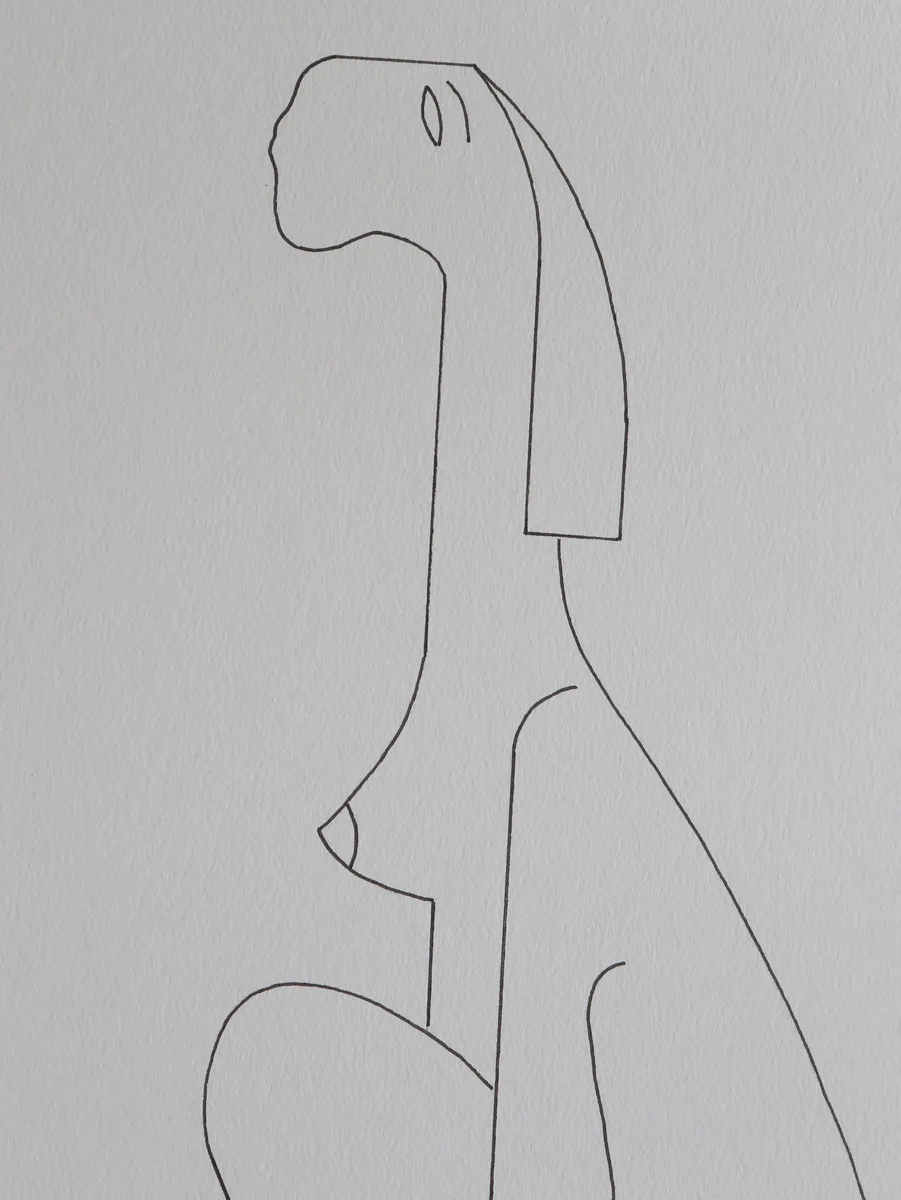 Quiet Alignment – Minimalist Female Line Drawing — Hildegarde Handsaeme, black ink on paper — 2