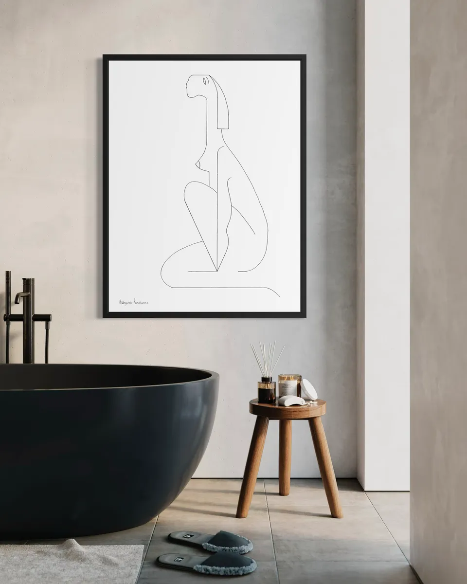 Quiet Alignment – Minimalist Female Line Drawing — Hildegarde Handsaeme, black ink on paper — 5