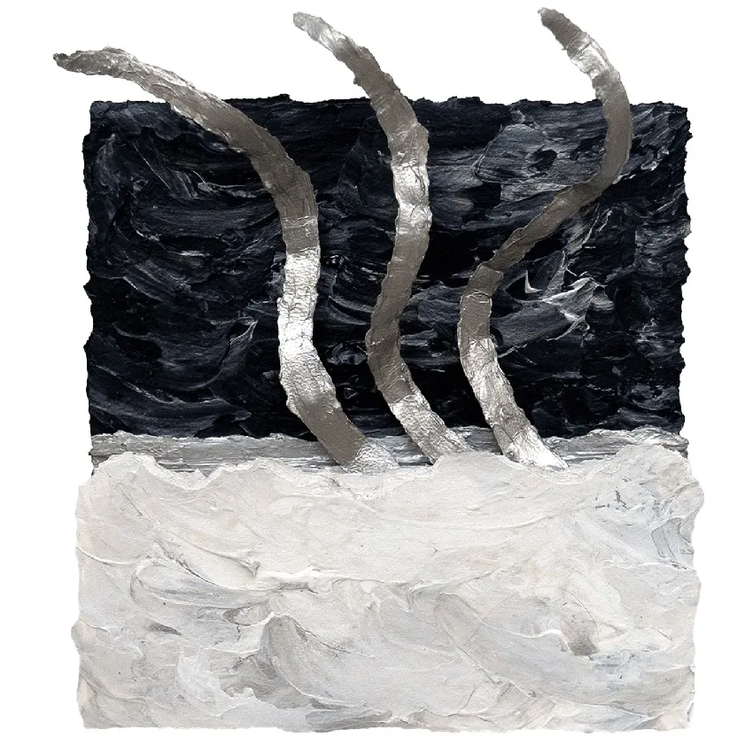 Black Lake — Wijnand Vlok, 3d collage (hout, papier, metaal, acrylverf, verharder) — 2