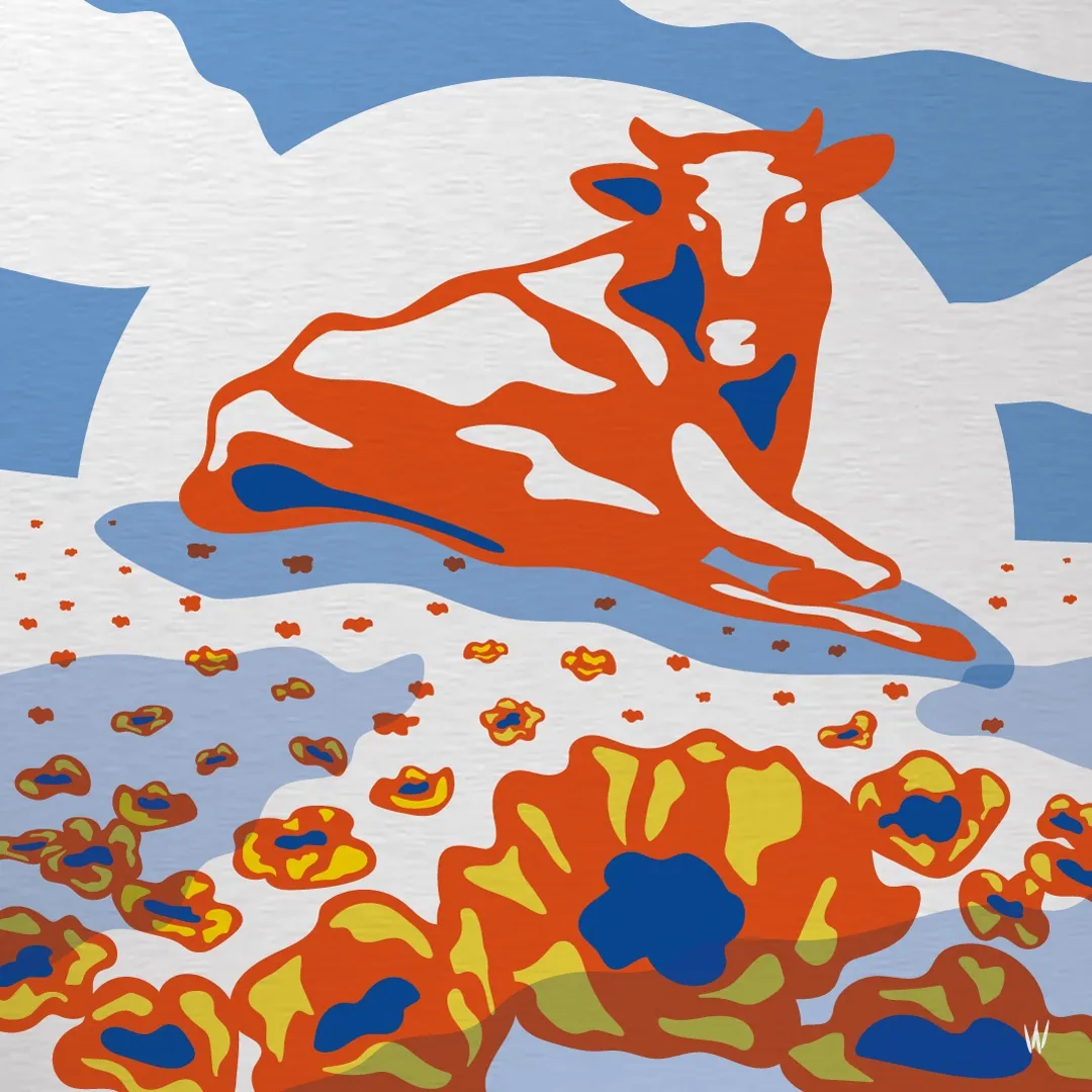 Beautiful Red in Blue — Wijnand Vlok, digitale illustratie, fine art print — 2