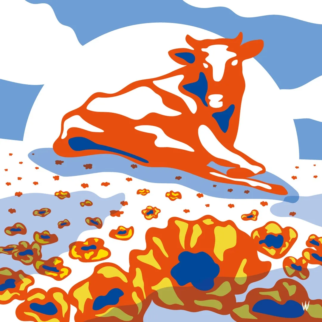 Beautiful Red in Blue — Wijnand Vlok, digitale illustratie, fine art print — 3