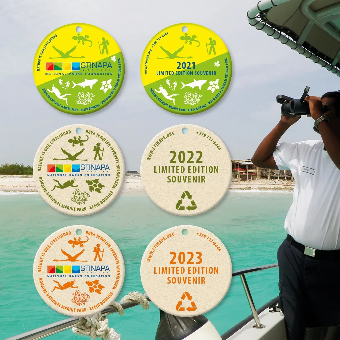 Geïllustreerde nature tag 2023 voor STINAPA Bonaire