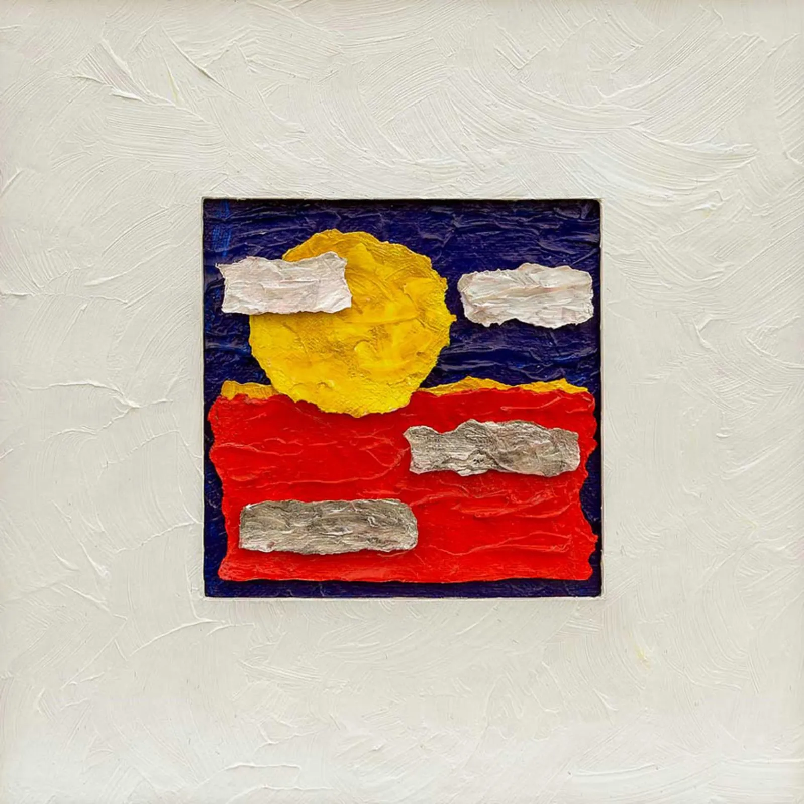 Red River — Wijnand Vlok, 3d collage (hout, papier, acrylverf, verharder) — 2