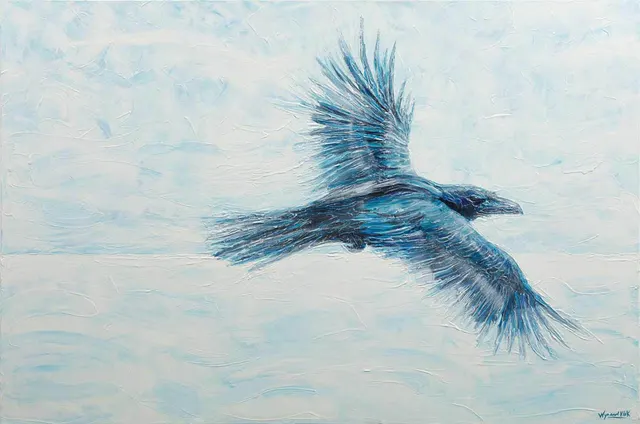 Raven in Snow Landscape