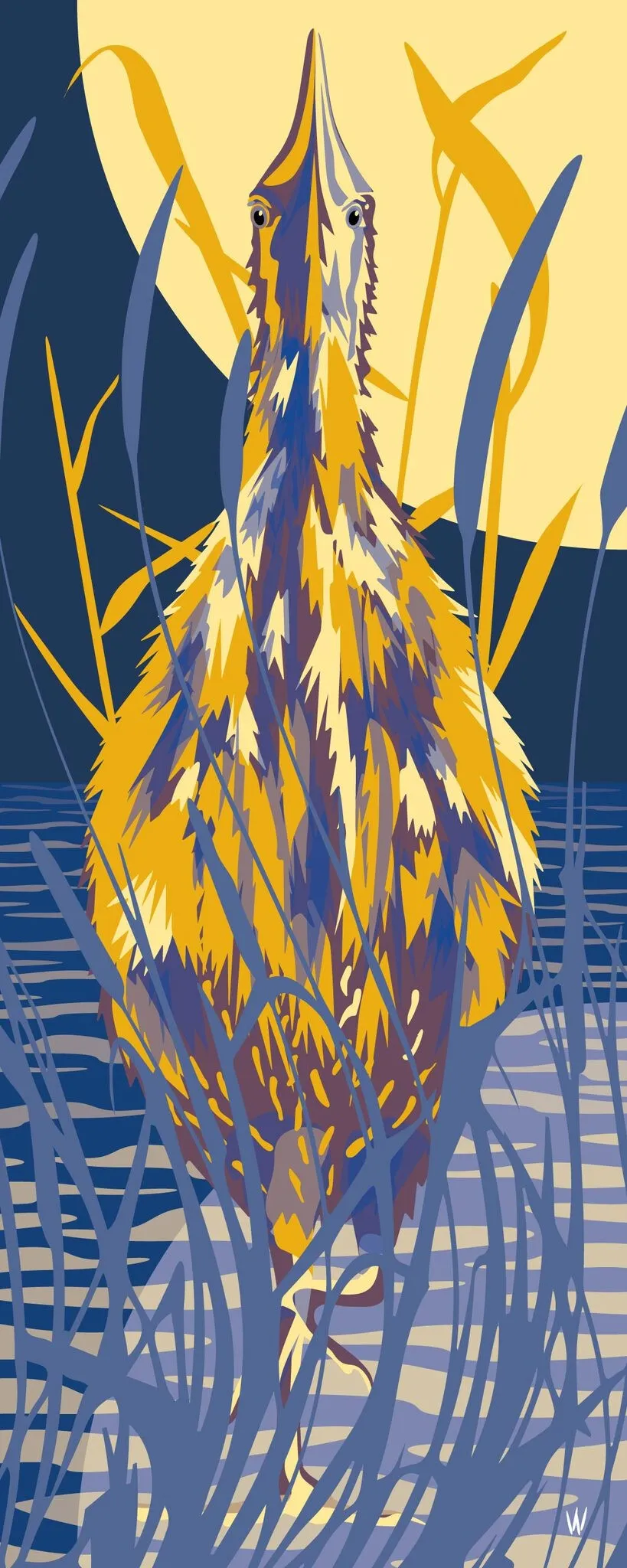 Bittern Night — Wijnand Vlok, digitale illustratie, fine art print