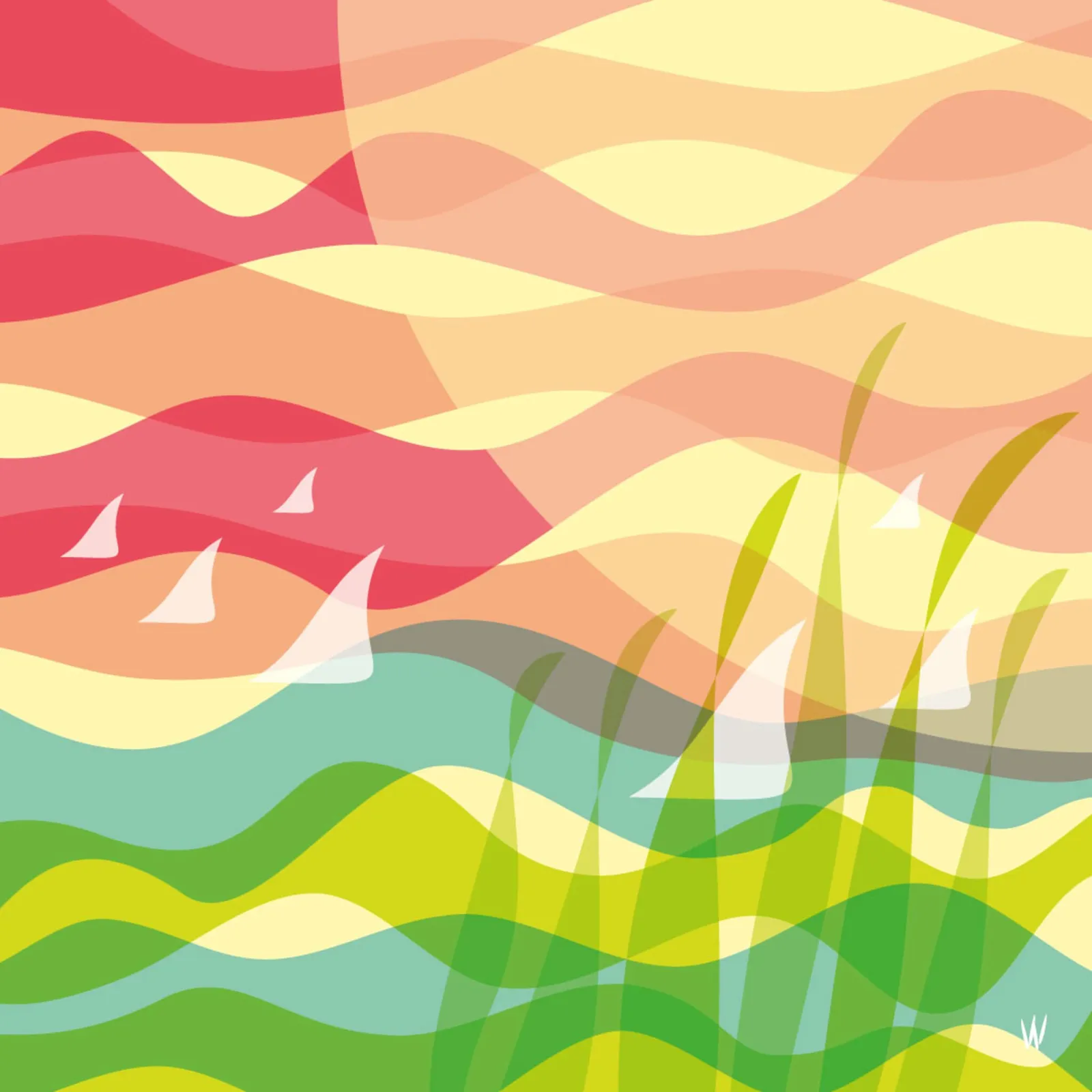 Sailing Race — Wijnand Vlok, digitale illustratie, fine art print