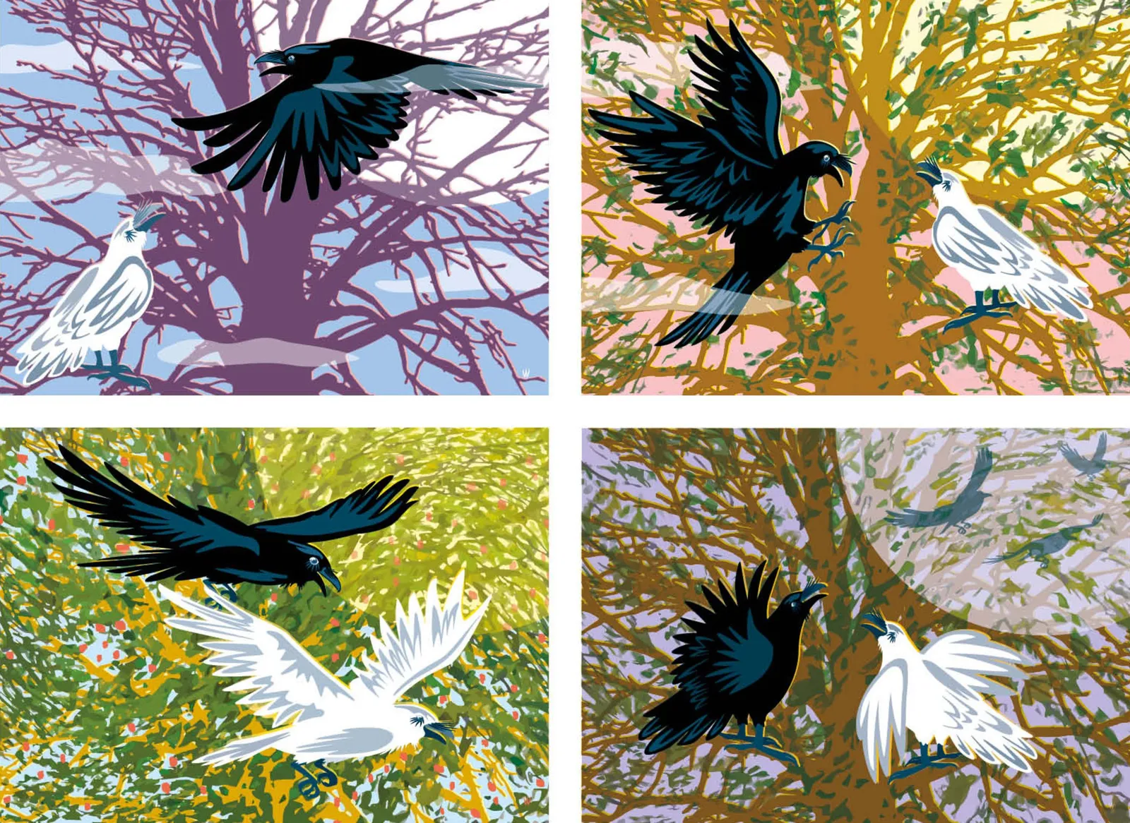 Raven Love — Wijnand Vlok, digitale illustratie, fine art print