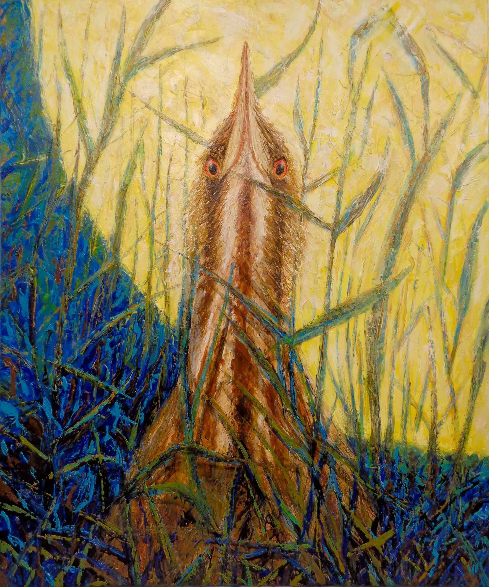 Roerdomp — Wijnand Vlok, acryl op doek