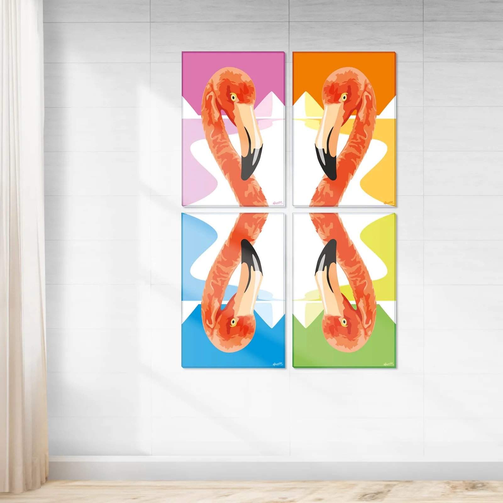 Flamingo Quadruple — Wijnand Vlok, digitale illustratie, fine art print — 2