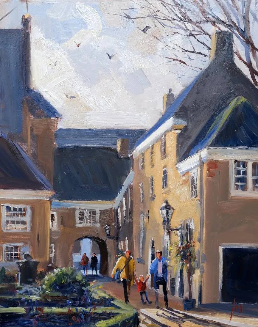 Begijnhof Breda — Jos Antens, olieverf op paneel
