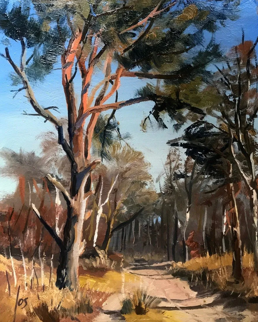 heidelandschap Rucphense Heide — Jos Antens, olieverf op paneel
