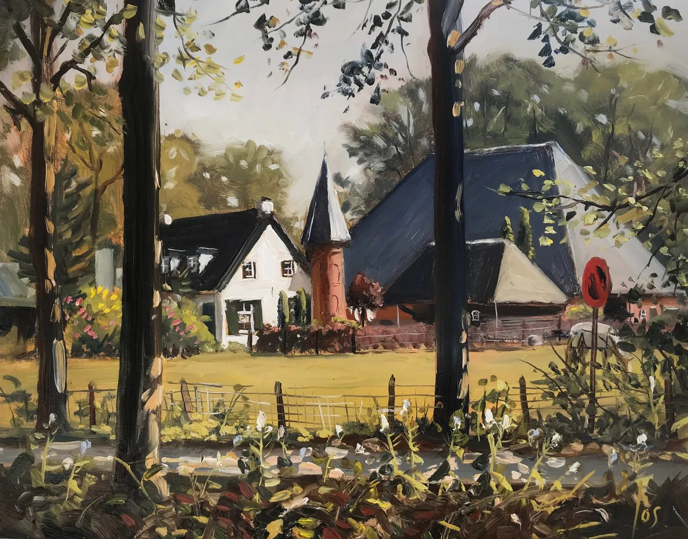 boerderij van Wezel Visdonk — Jos Antens, olieverf op paneel