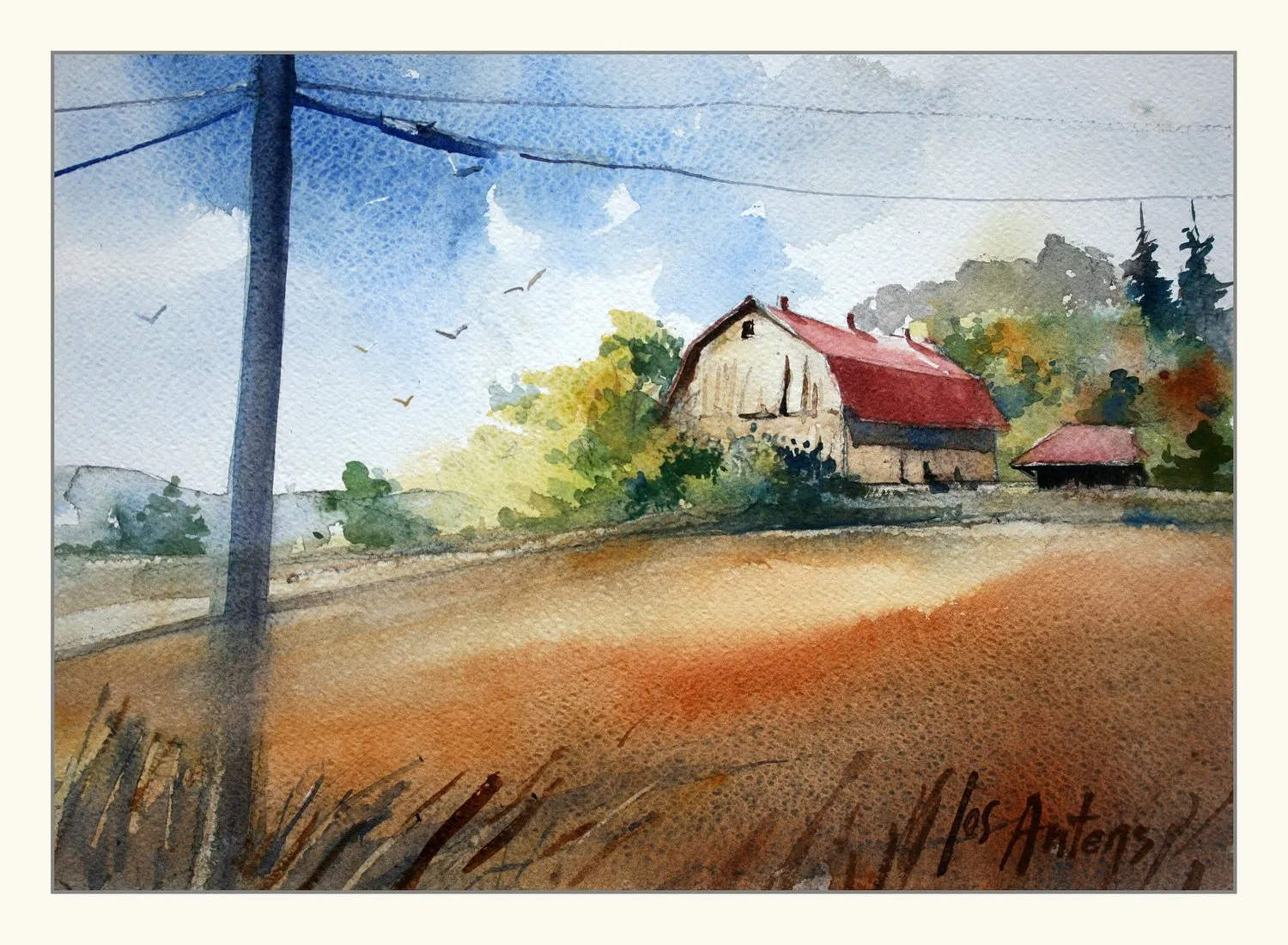 Canadese schuur — Jos Antens, aquarel