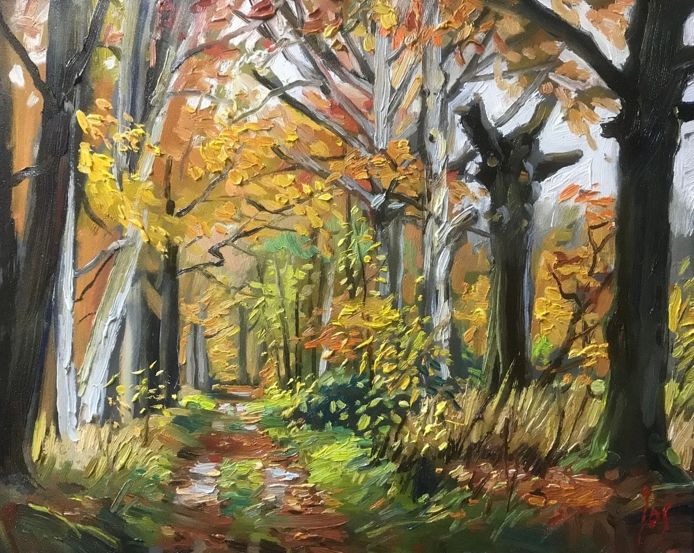 herfst — Jos Antens, olieverf op paneel