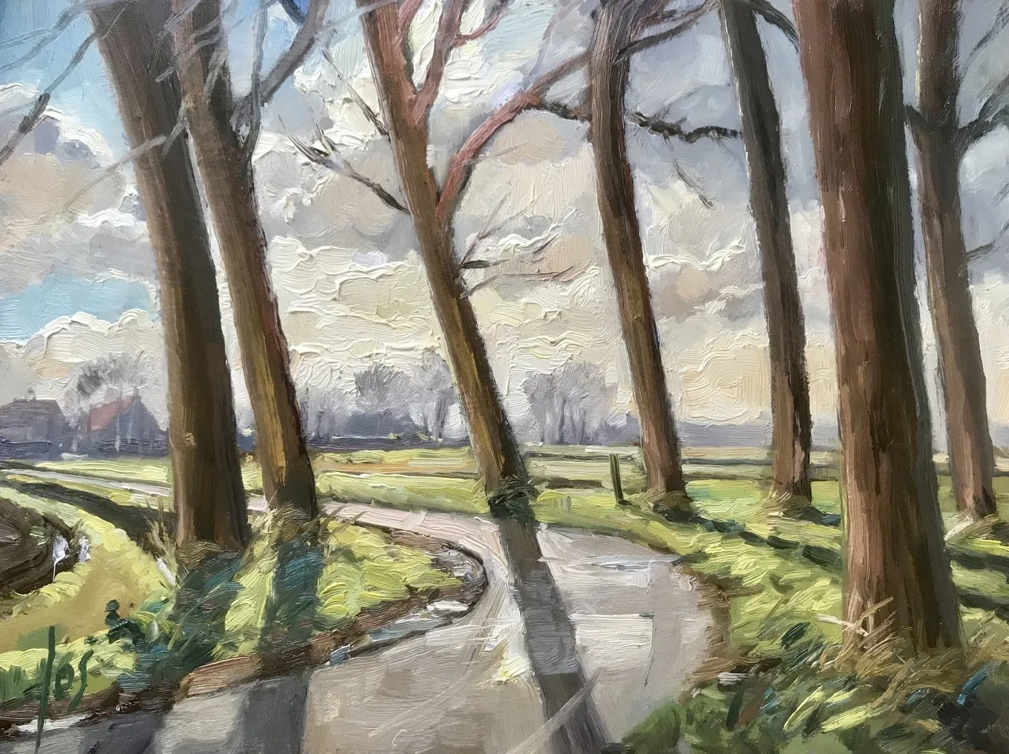 de 'kathedraal' aan de Bulkenaarsestraat Roosendaal — Jos Antens, olieverf op paneel