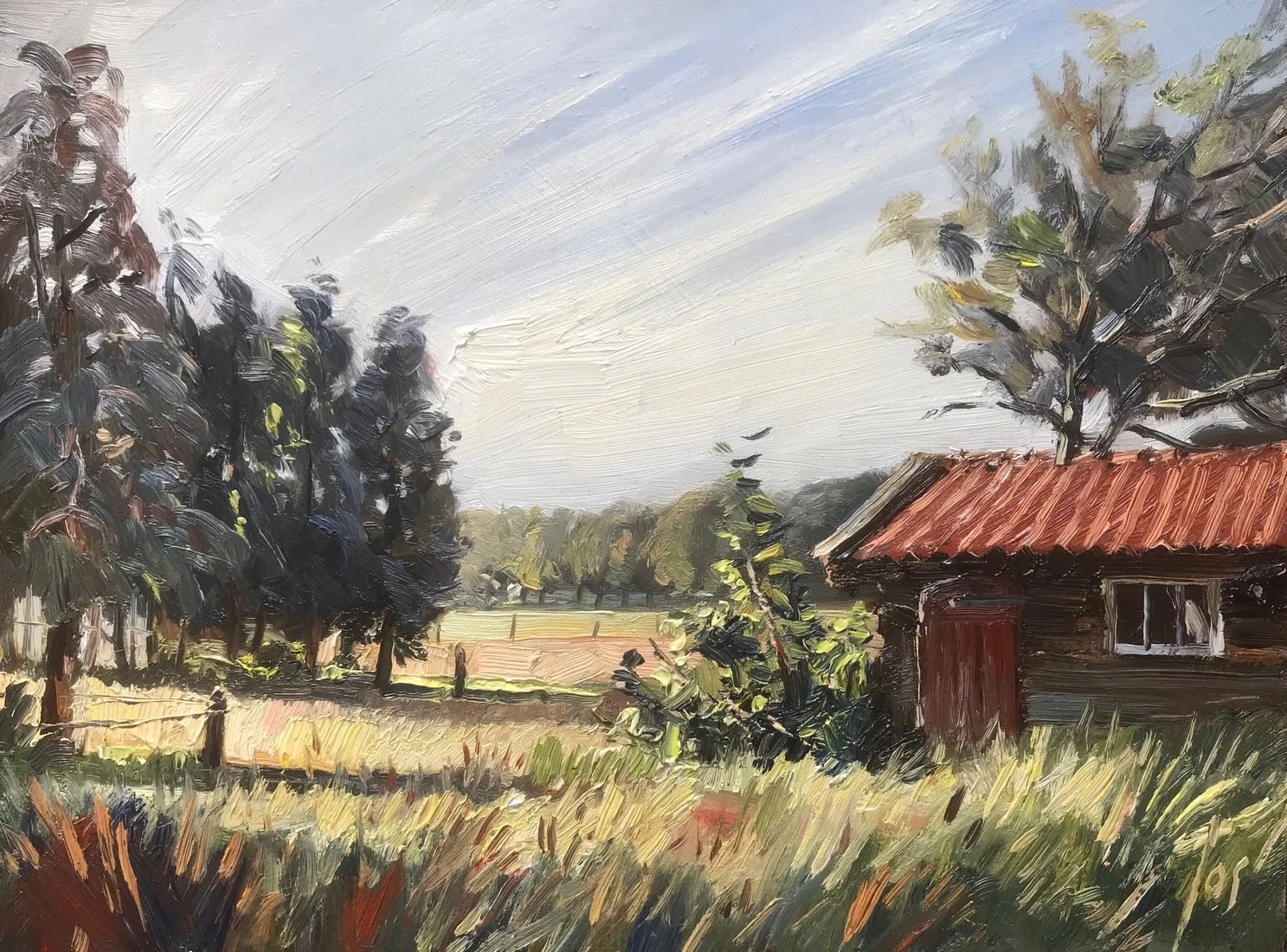 stalletje Nederheide Schijf — Jos Antens, olieverf op paneel