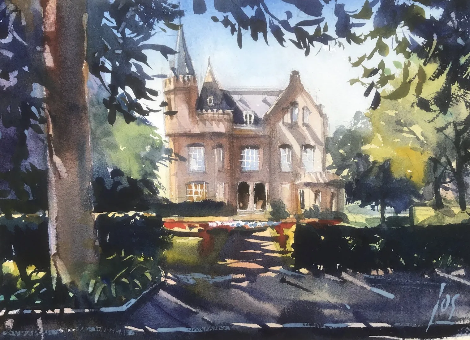 aquarel muziekschool — Jos Antens, aquarel