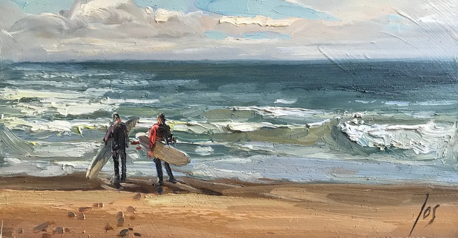 surfers — Jos Antens, olieverf op paneel