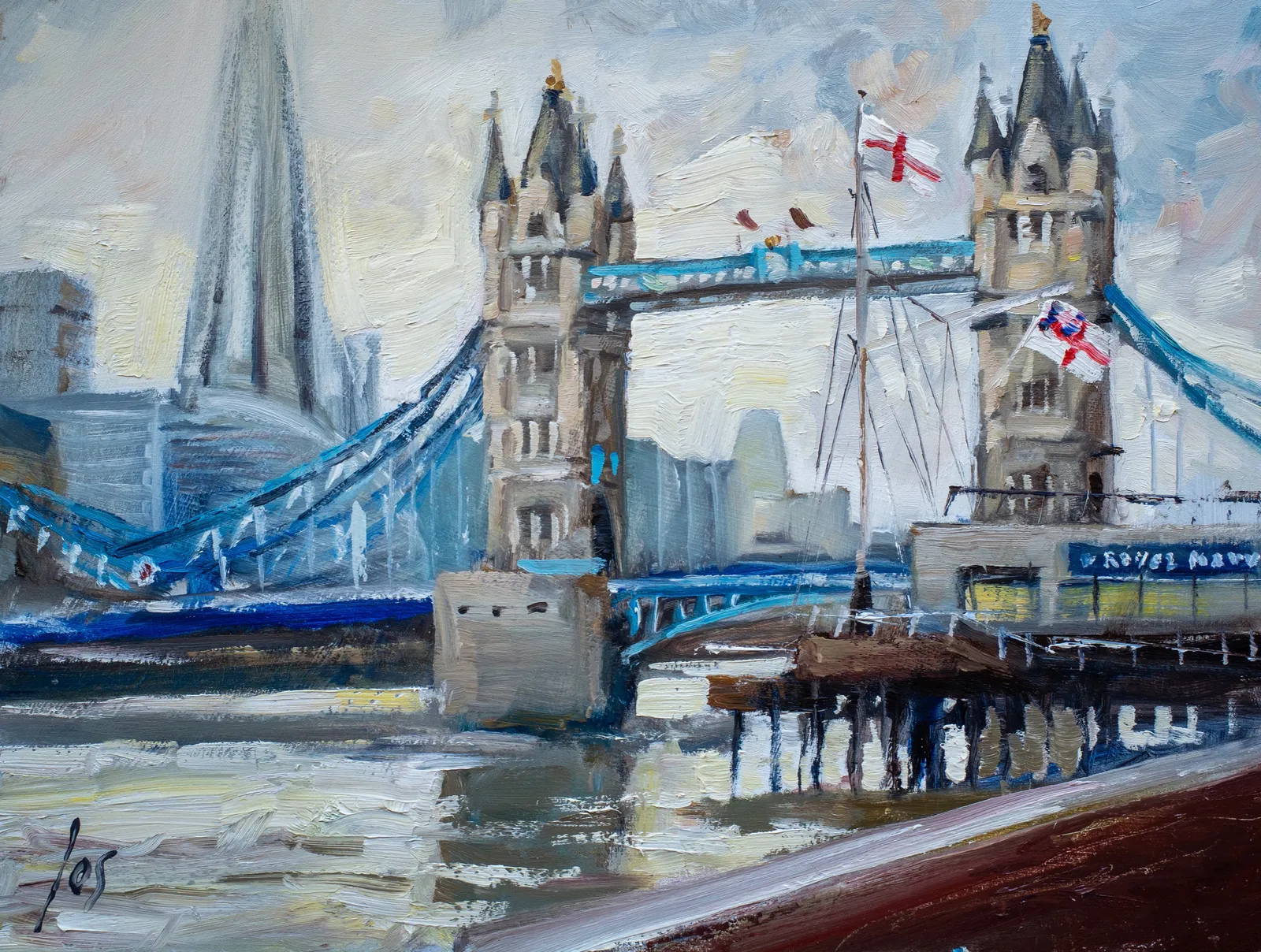 Londen, Tower Bridge: "ter plaatse geschilderd (en pleinair)"