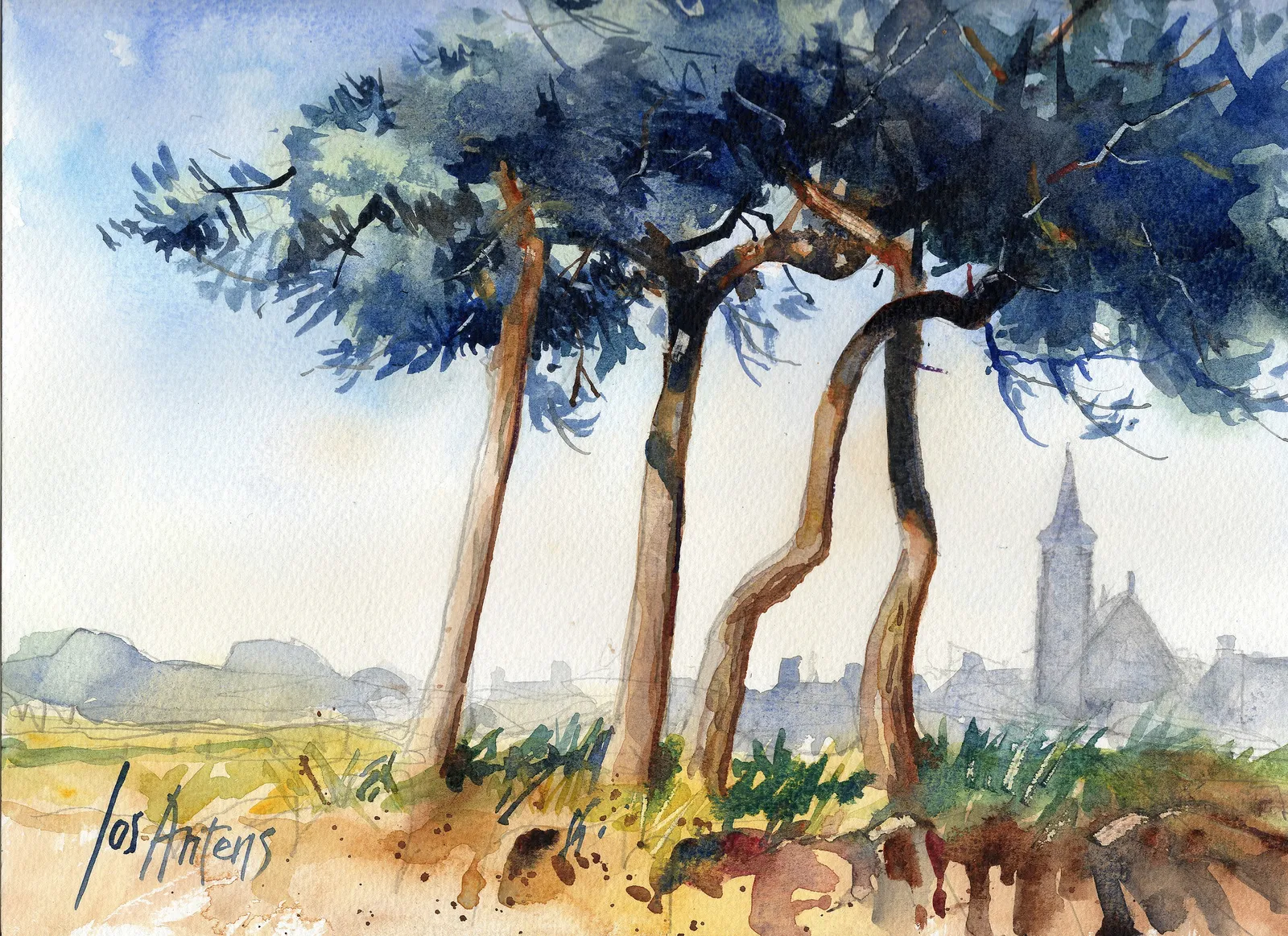 006 aquarel de Mast 1 — Jos Antens, aquarel