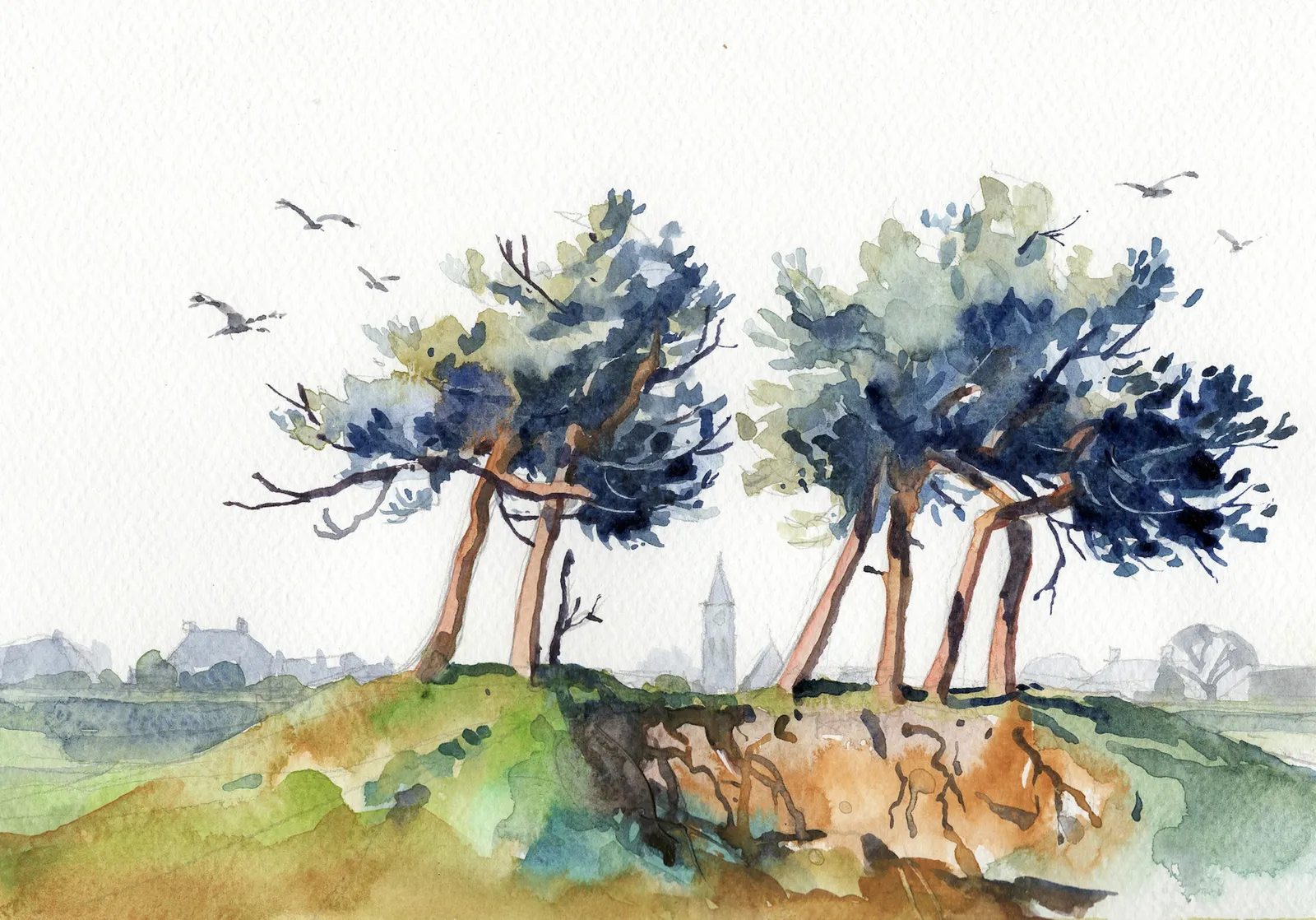 007 aquarel de Mast 2 — Jos Antens, aquarel