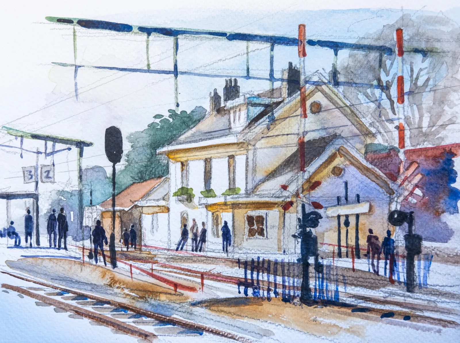012 Station Oudenbosch — Jos Antens, aquarel