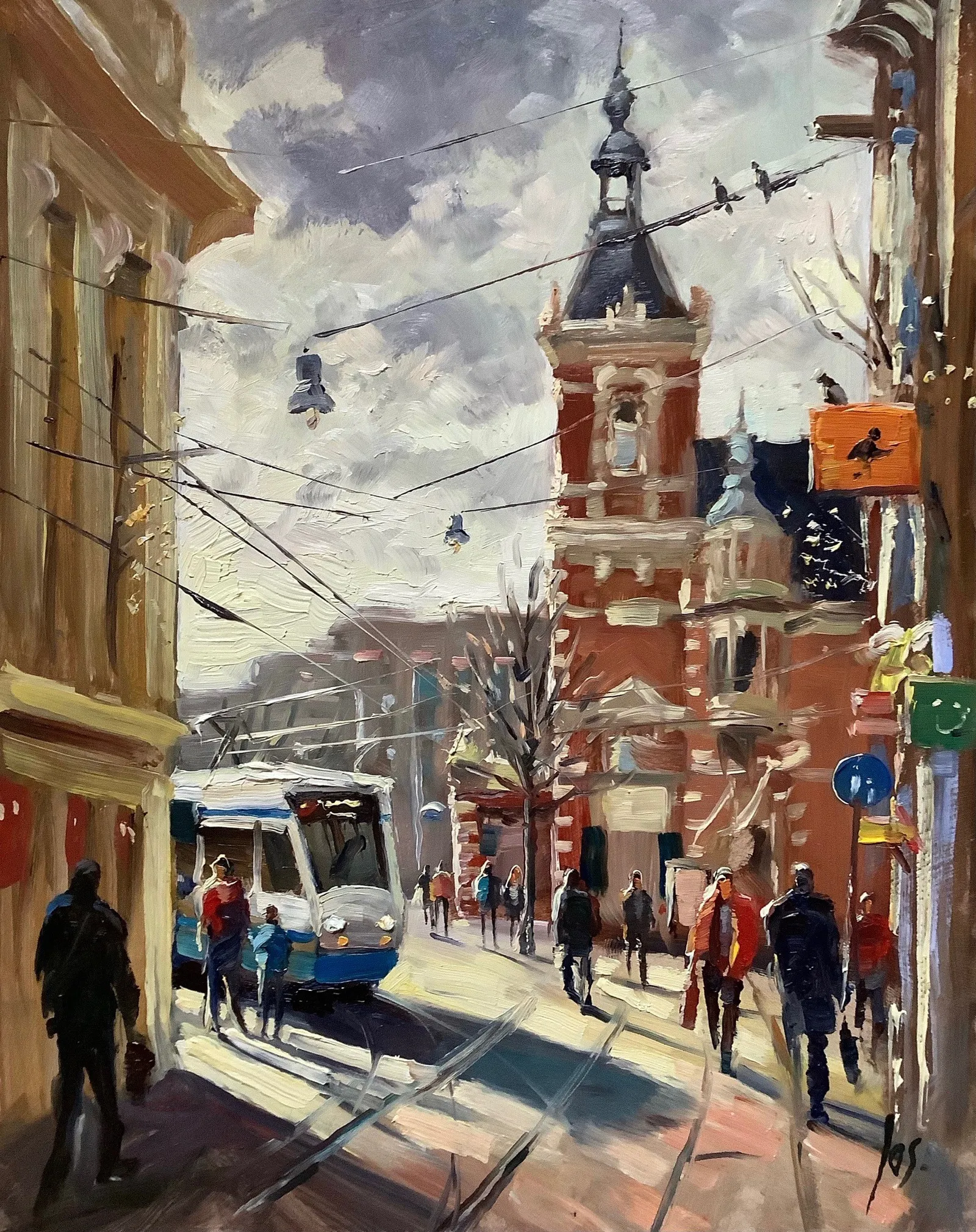 019 Leidsestraat Amsterdam — Jos Antens, olieverf op paneel