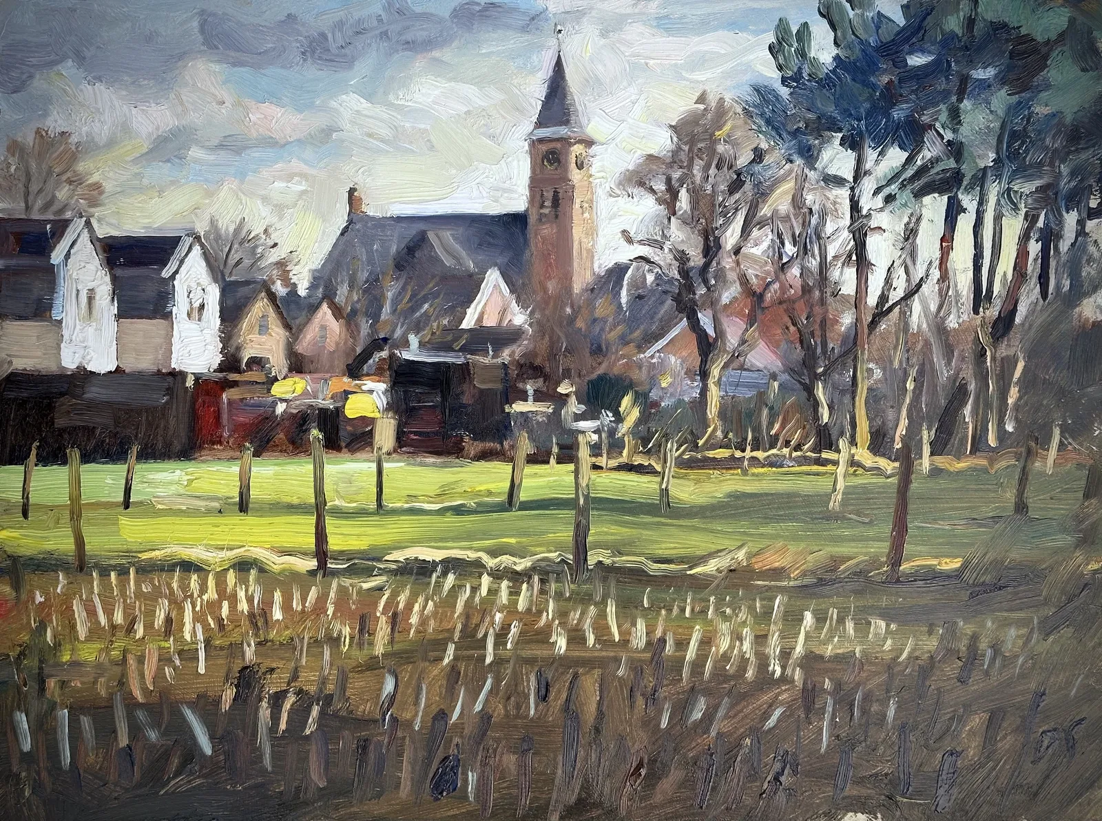 023 Zicht op Rucphen — Jos Antens, olieverf op paneel