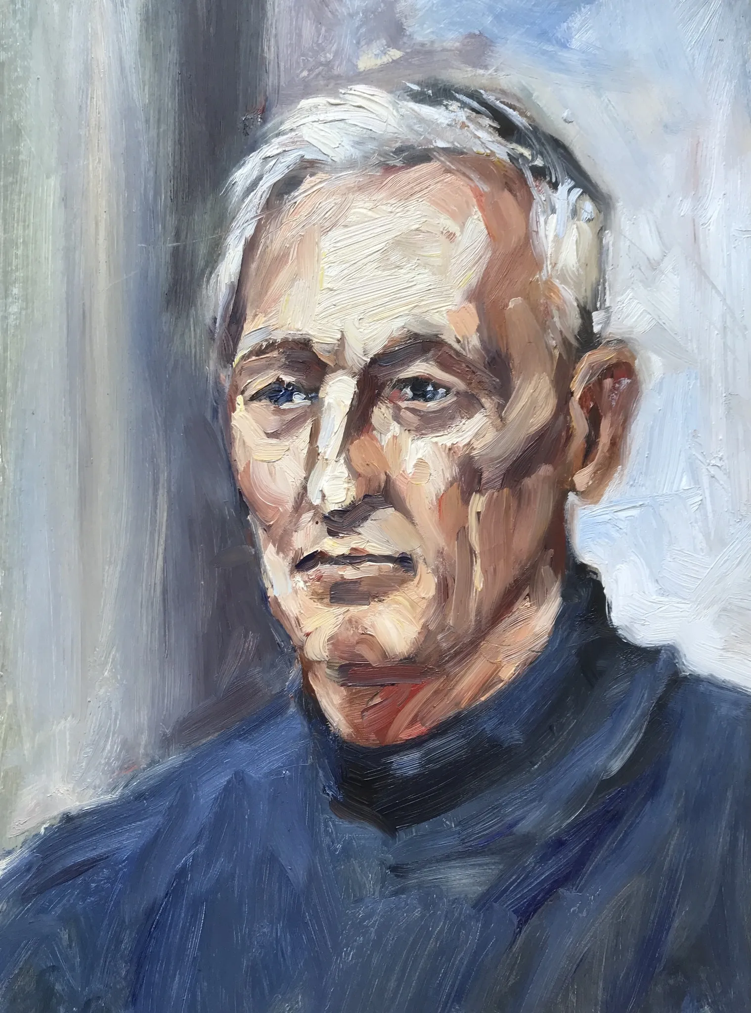 030 portret van oude man — Jos Antens, olieverf op paneel
