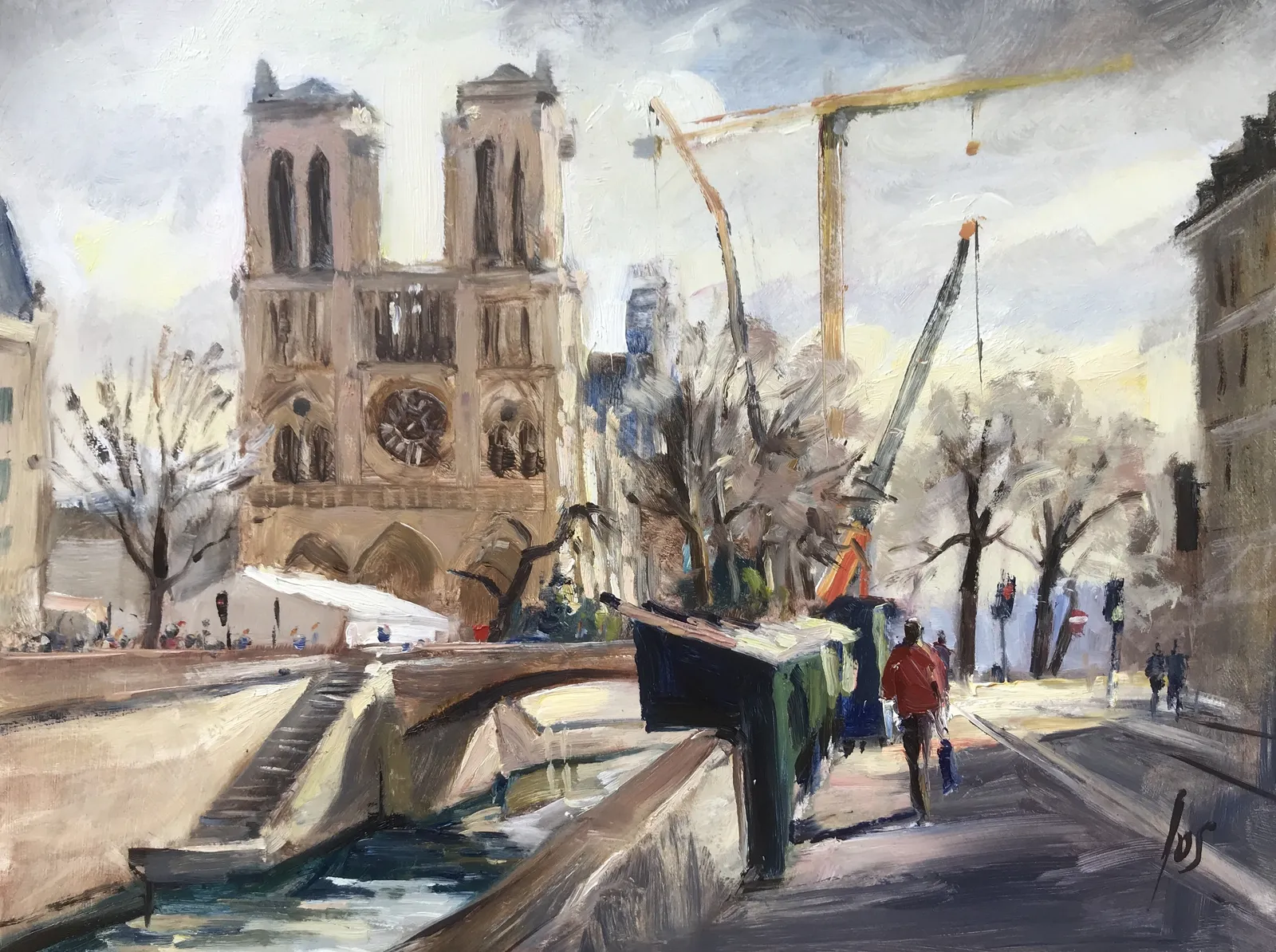 031 Notre Dame Parijs — Jos Antens, olieverf op paneel