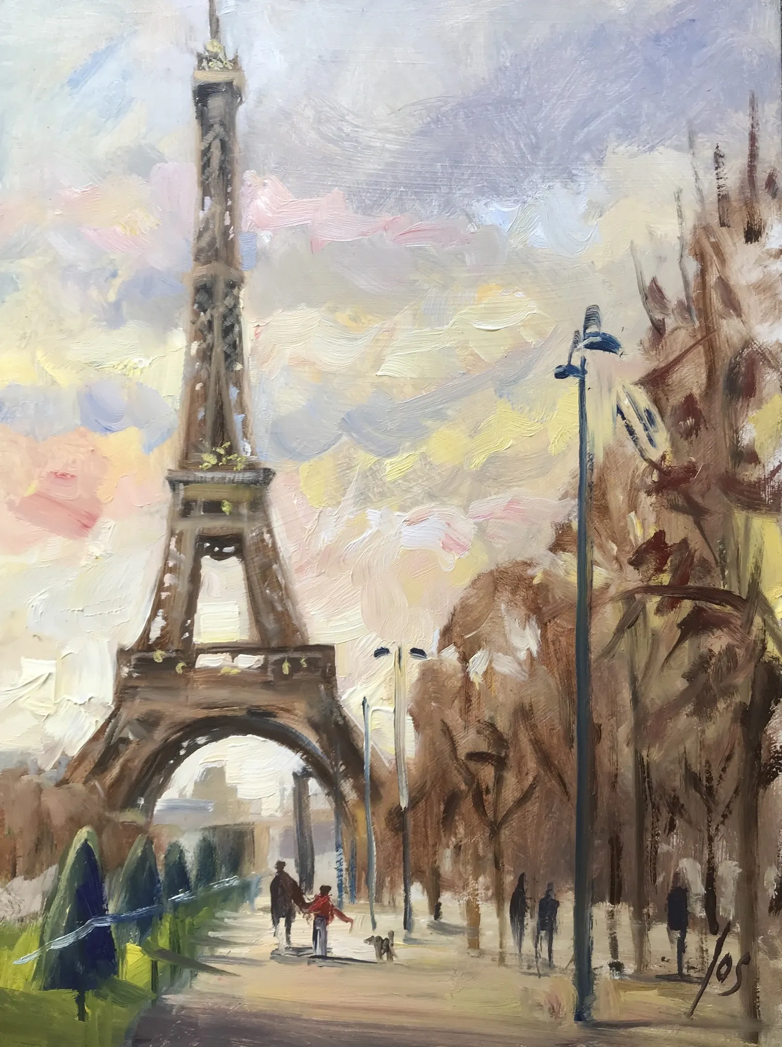 033 Eiffeltoren Parijs — Jos Antens, olieverf op paneel
