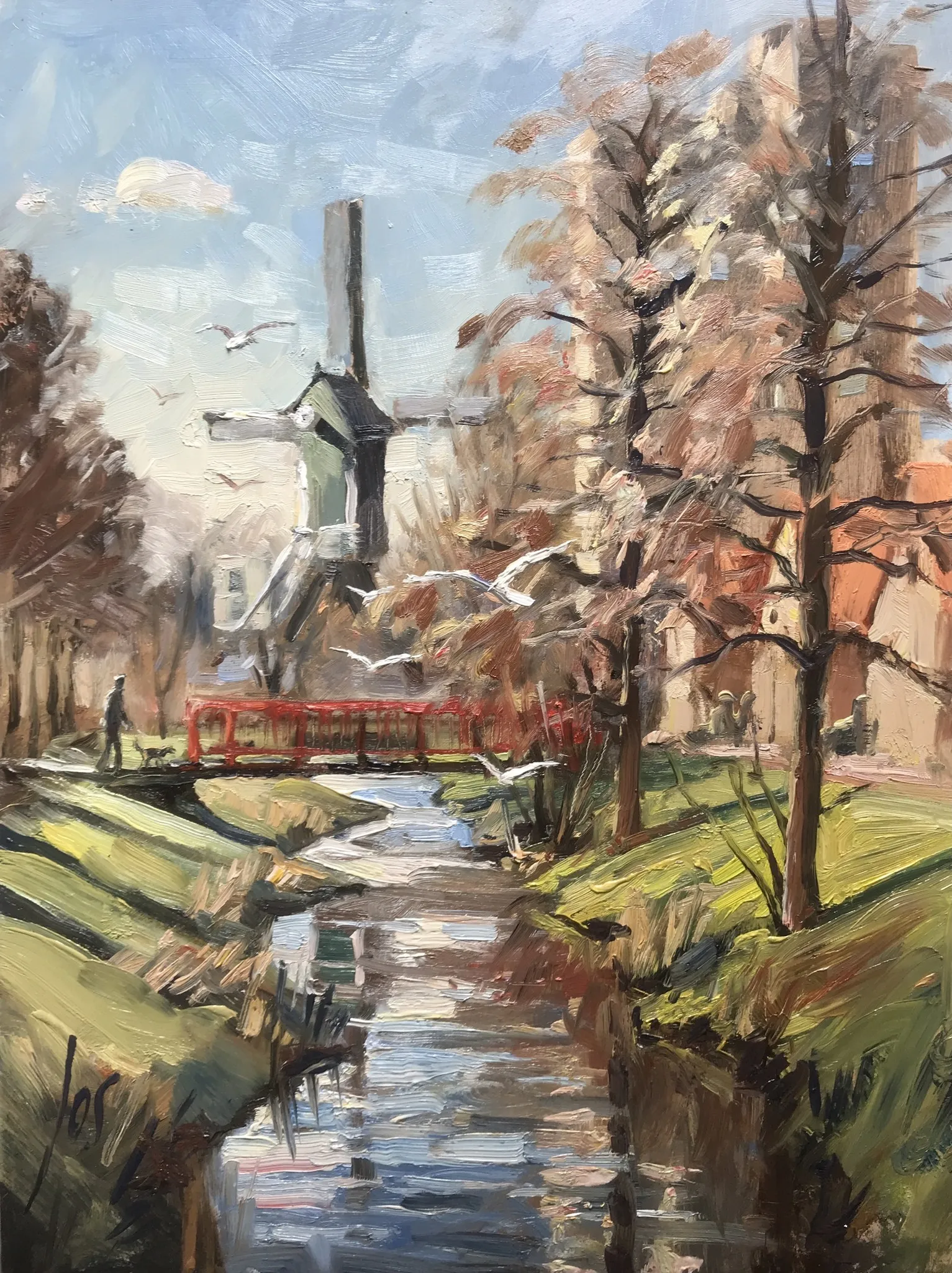 036 Molen de Hoop Roosendaal — Jos Antens, olieverf op paneel