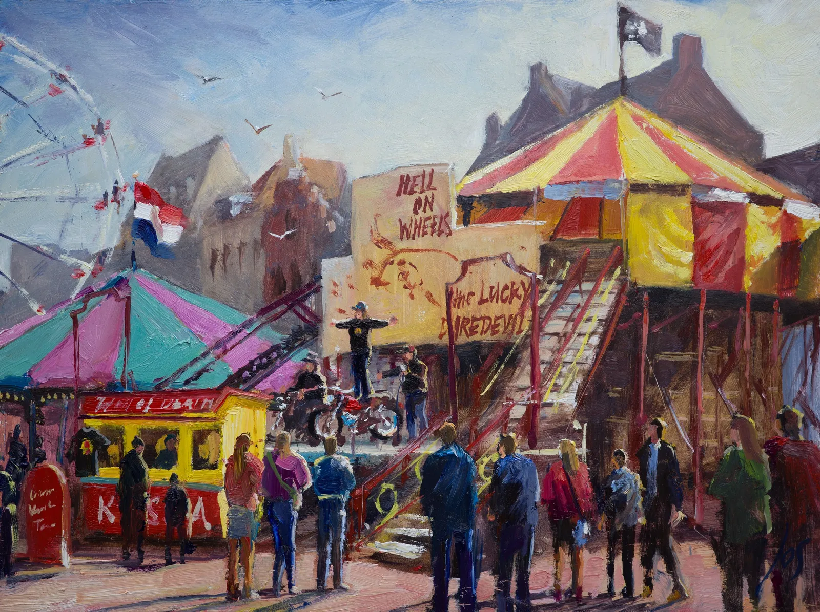47 Wall of Death — Jos Antens, olieverf op paneel