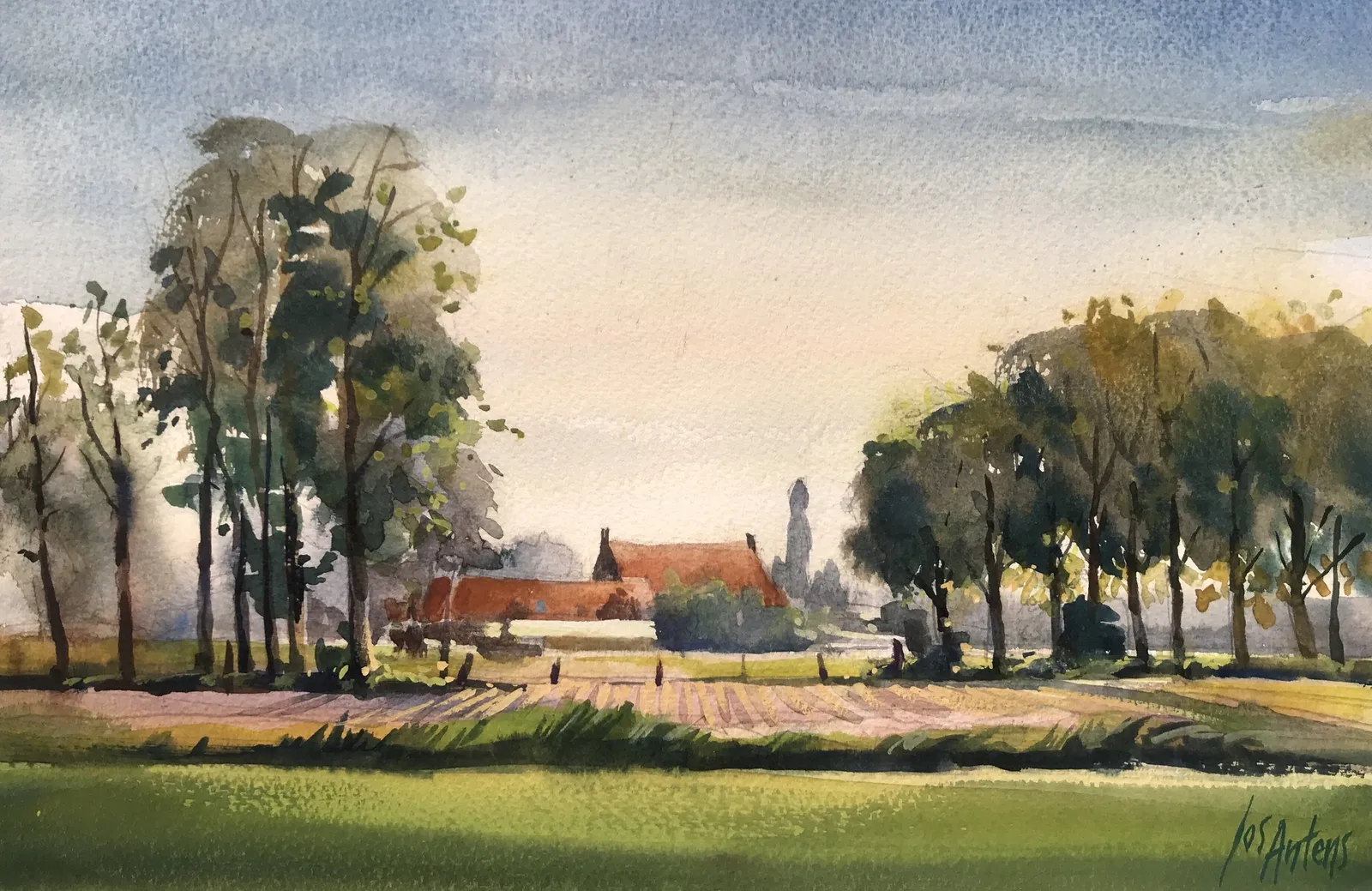 Langendijksestraat — Jos Antens, aquarel