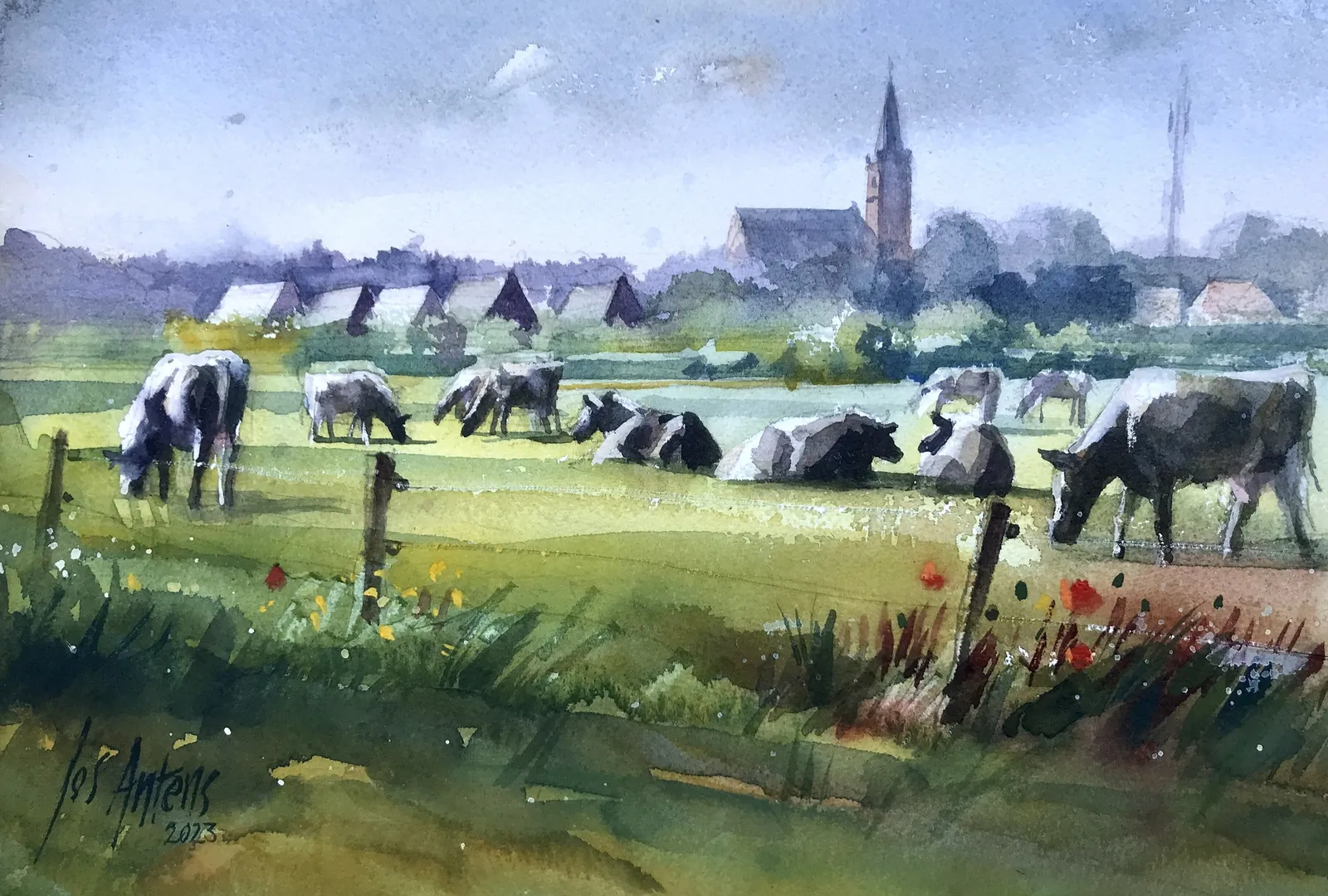 aquarel Nispen — Jos Antens, aquarel