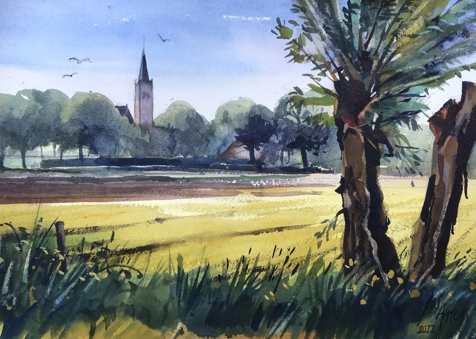 aquarel Nispen — Jos Antens, aquarel