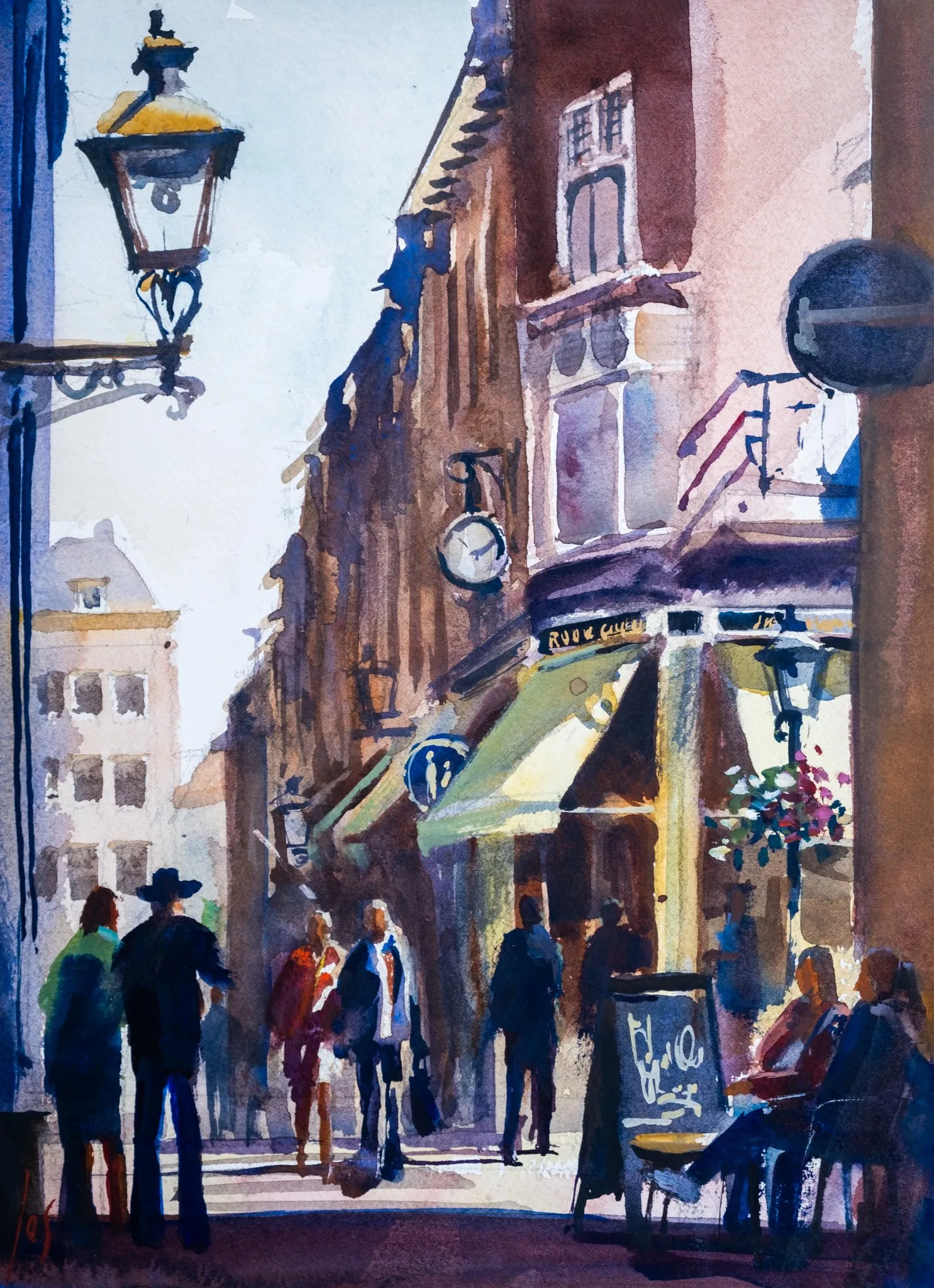 aquarel Leiden — Jos Antens, aquarel