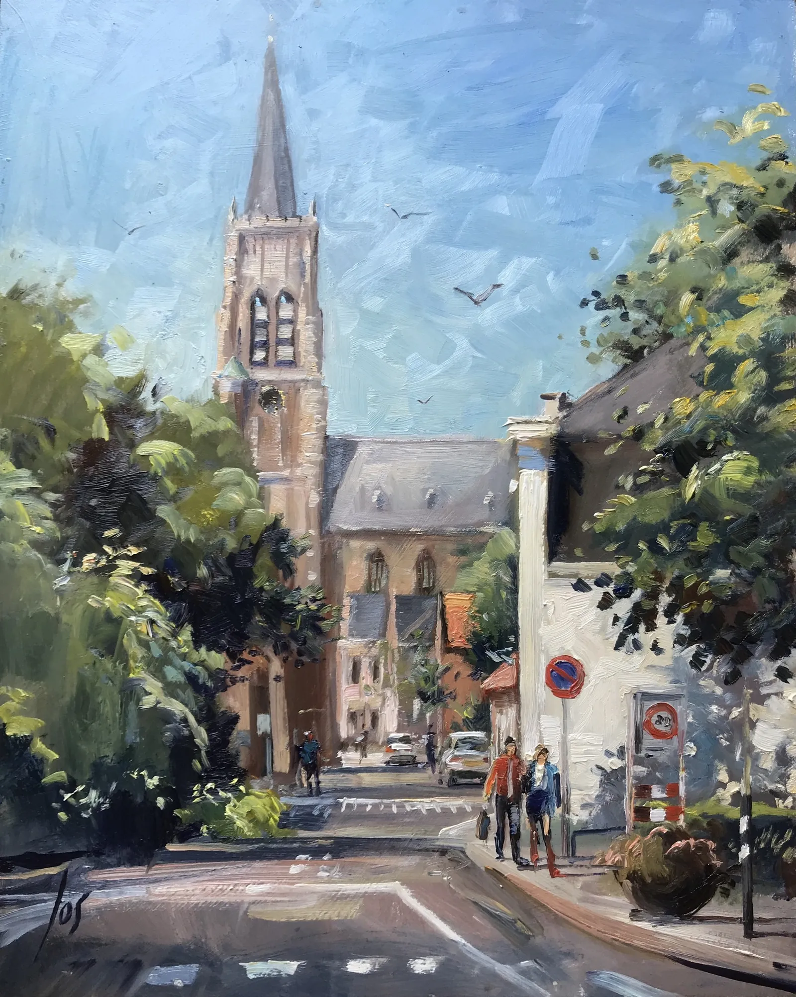 Oud Gastel in olieverf — Jos Antens, olieverf op paneel