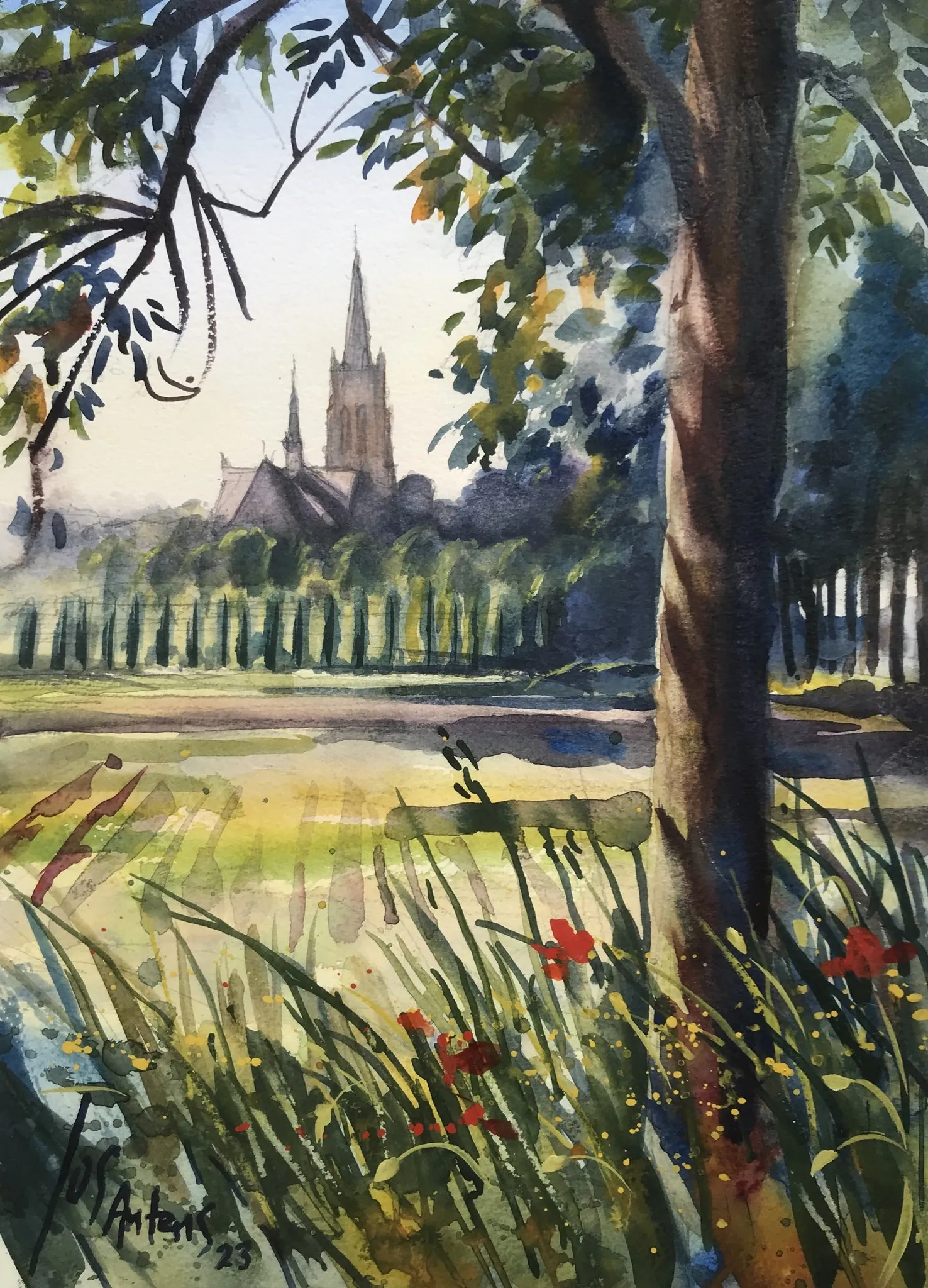Oud-Gastel — Jos Antens, aquarel