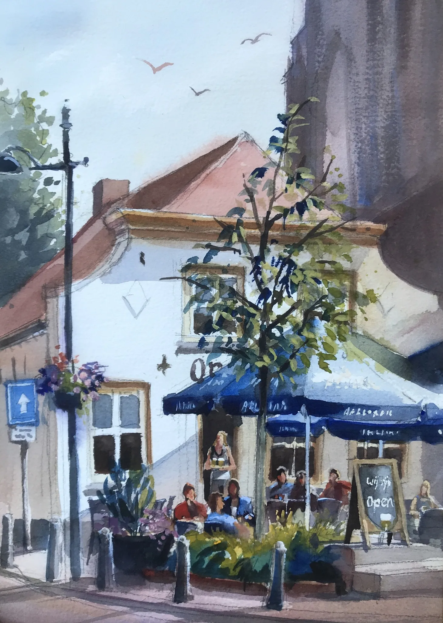 terras Oud-Gastel — Jos Antens, aquarel