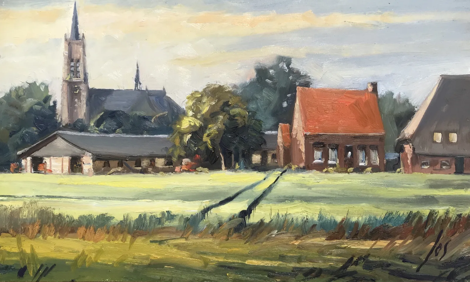 Oud-Gastel olieverf — Jos Antens, olieverf op paneel