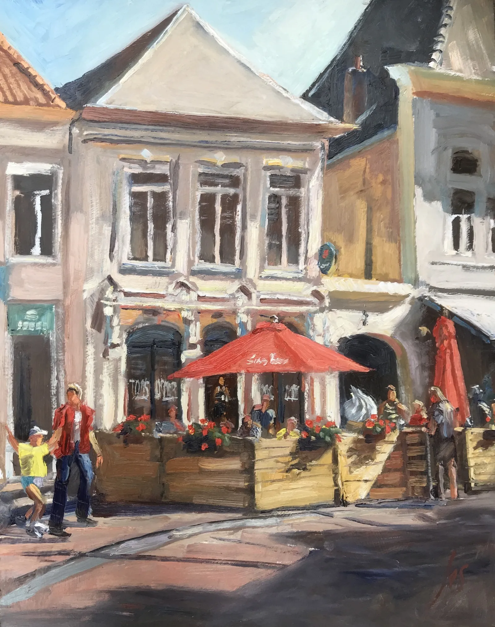 Tom's Diner — Jos Antens, olieverf op paneel