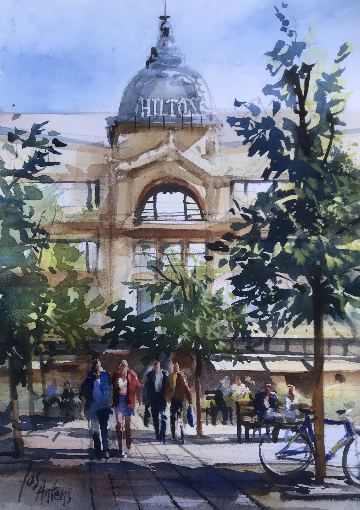 Antwerpen — Jos Antens, aquarel
