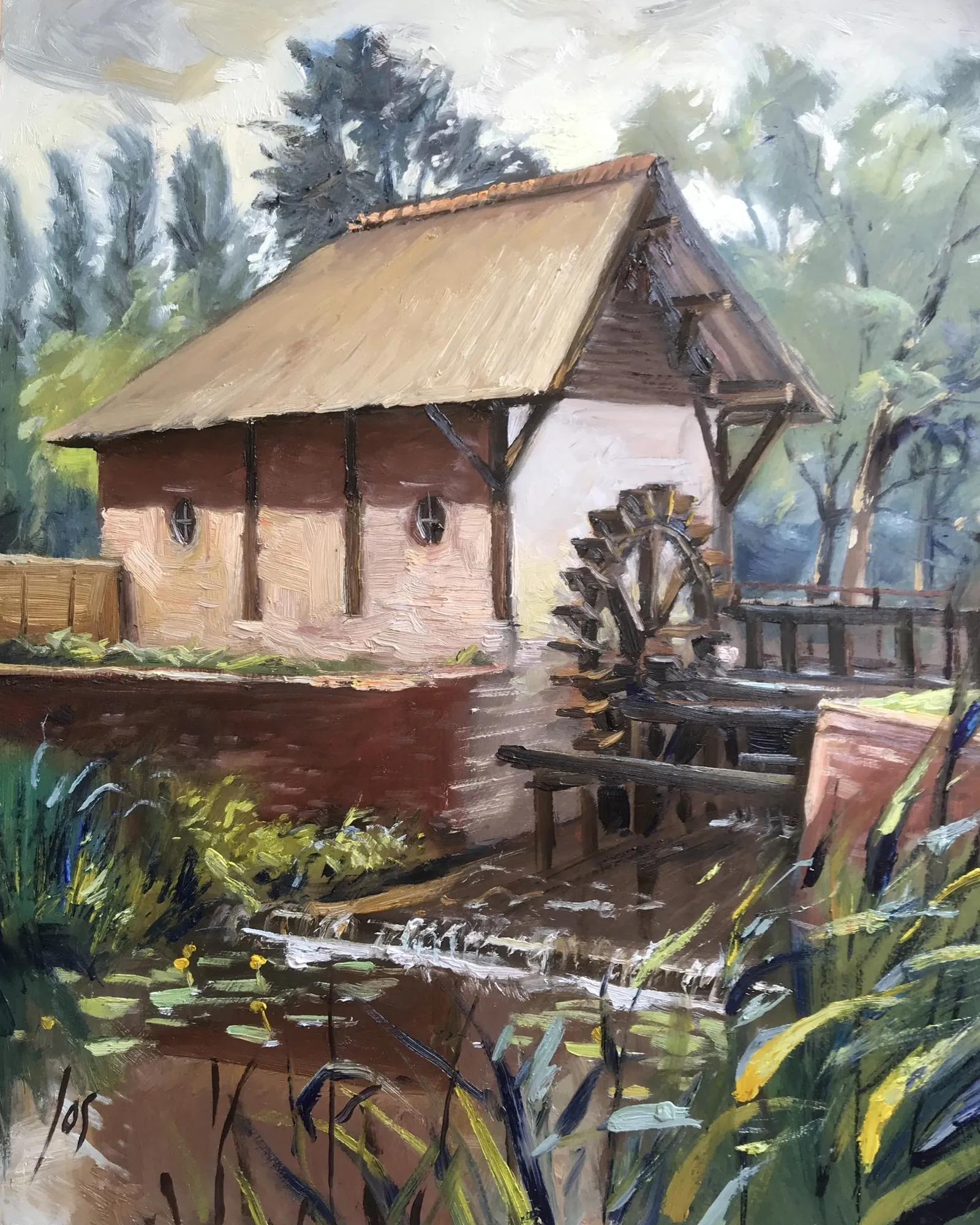 watermolen Hoogstraten — Jos Antens, olieverf op paneel