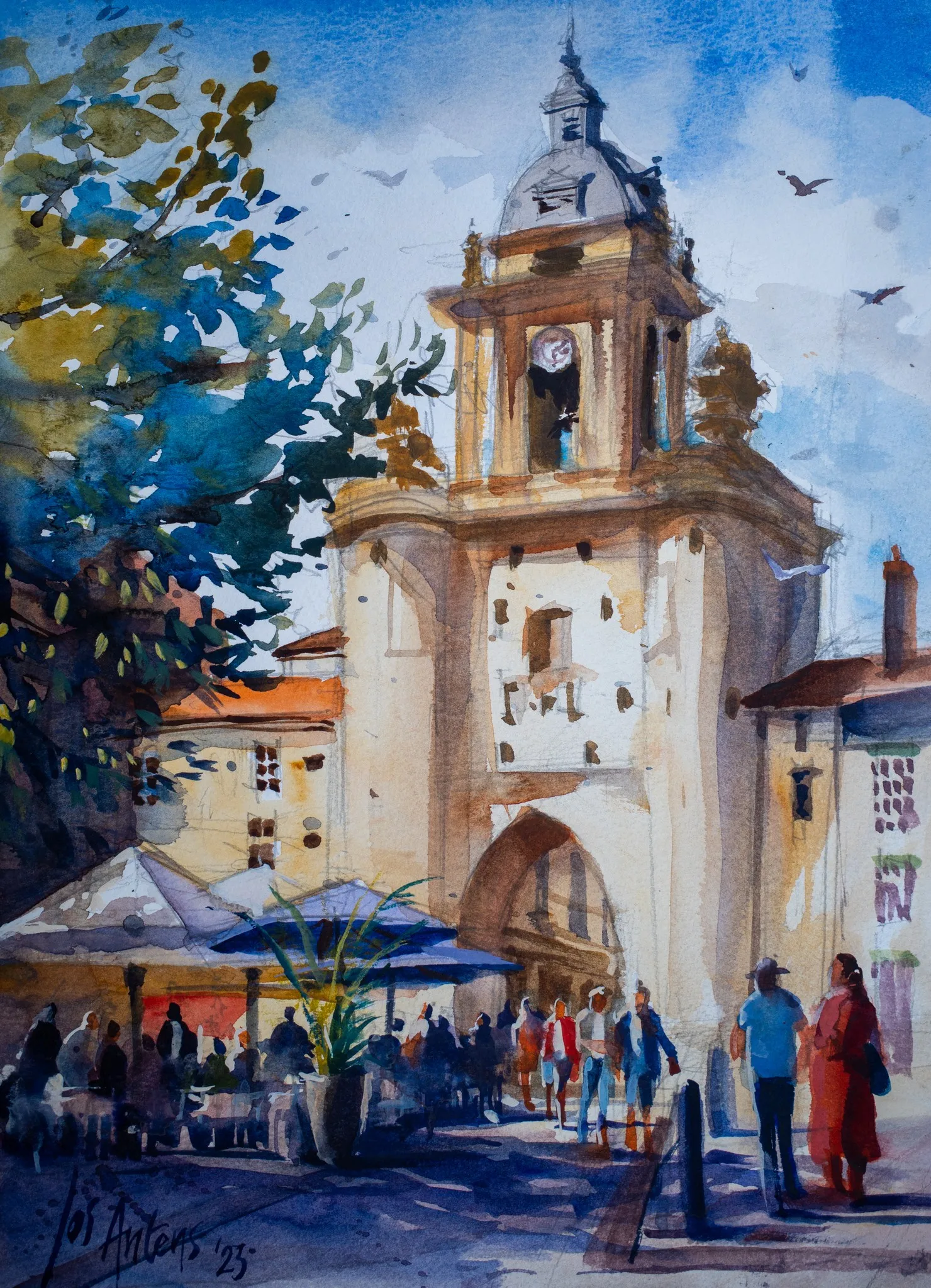 La Rochelle Frankrijk — Jos Antens, aquarel