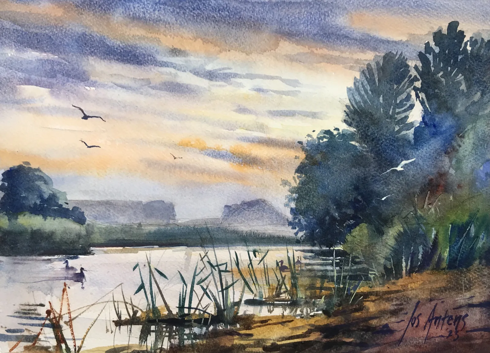 Steenbergsche Vliet — Jos Antens, aquarel